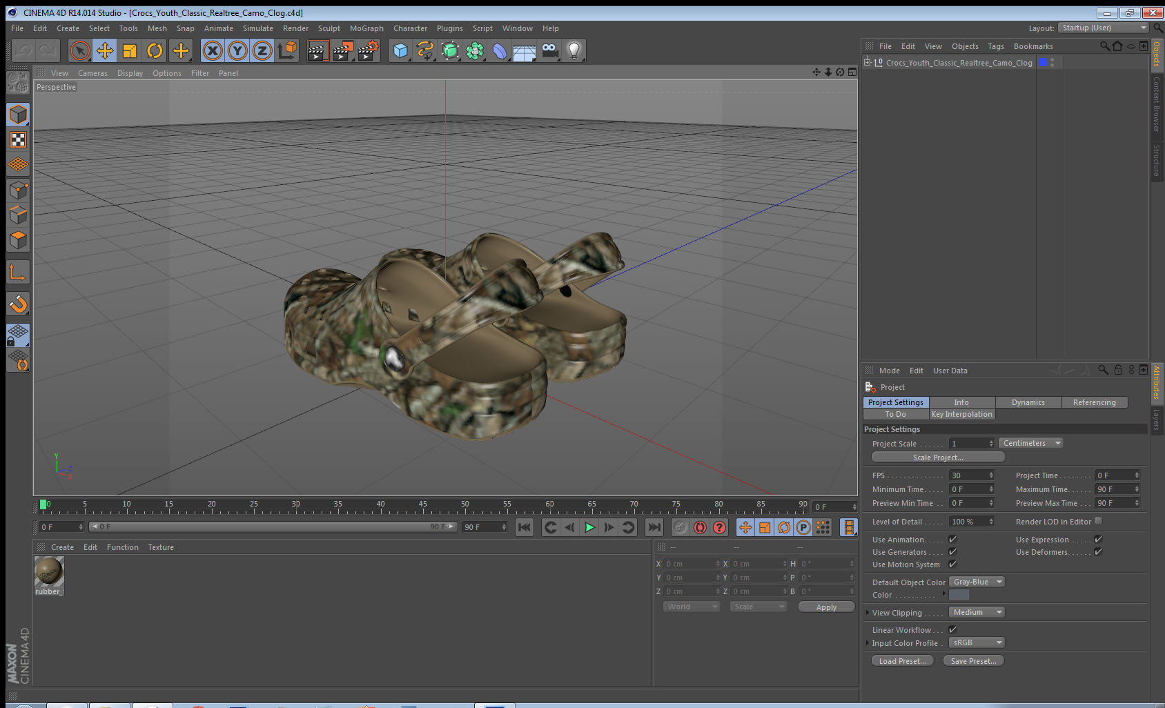 3D Crocs Youth Classic Realtree Camo Clog model