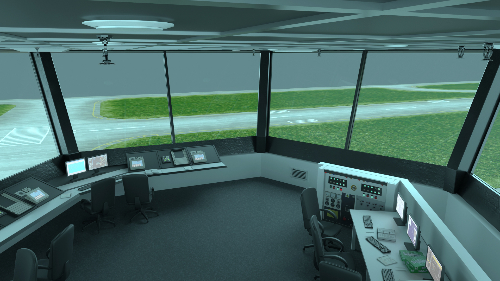 Runway and Airport Control Tower 3D
