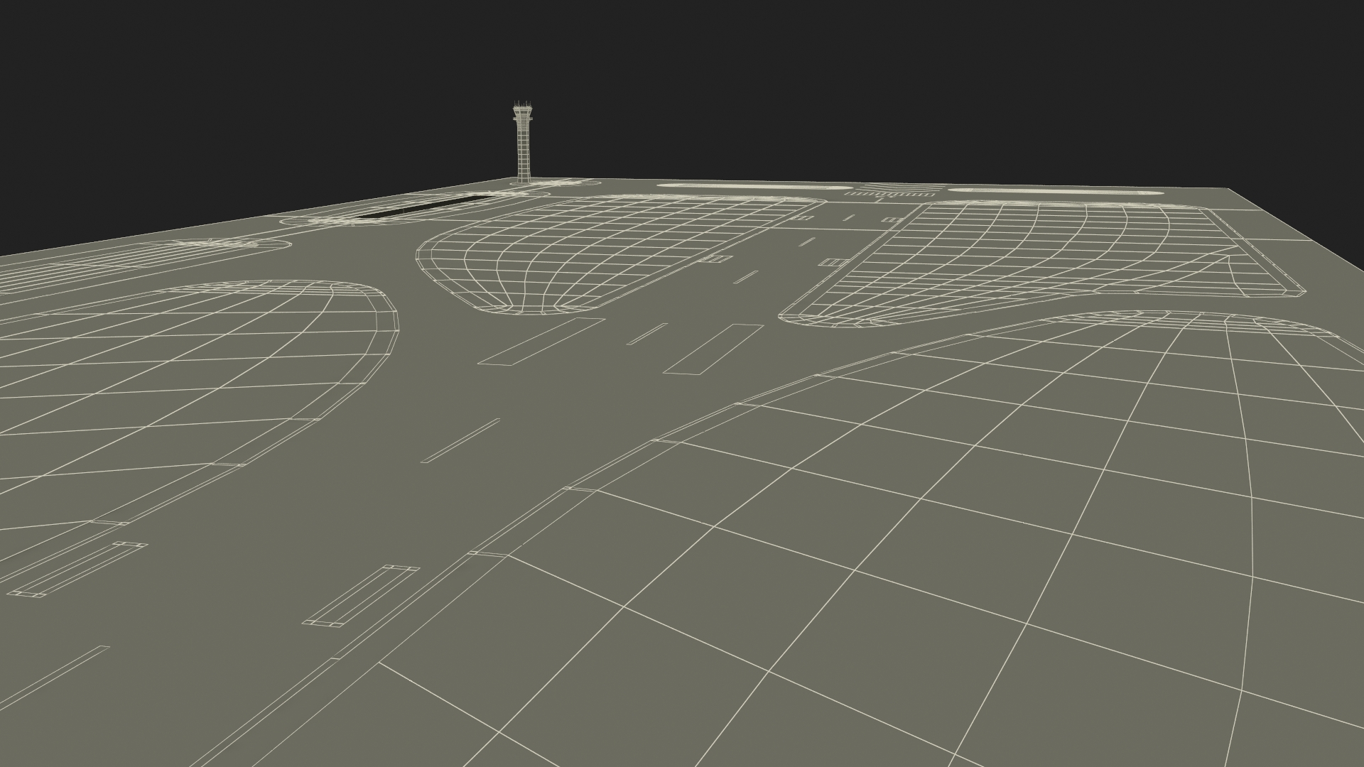 Runway and Airport Control Tower 3D
