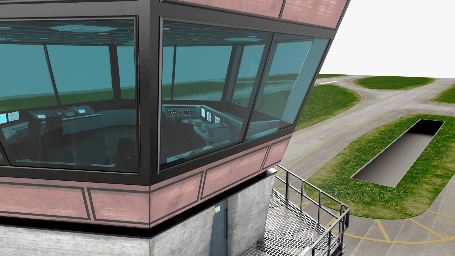 Runway and Airport Control Tower 3D