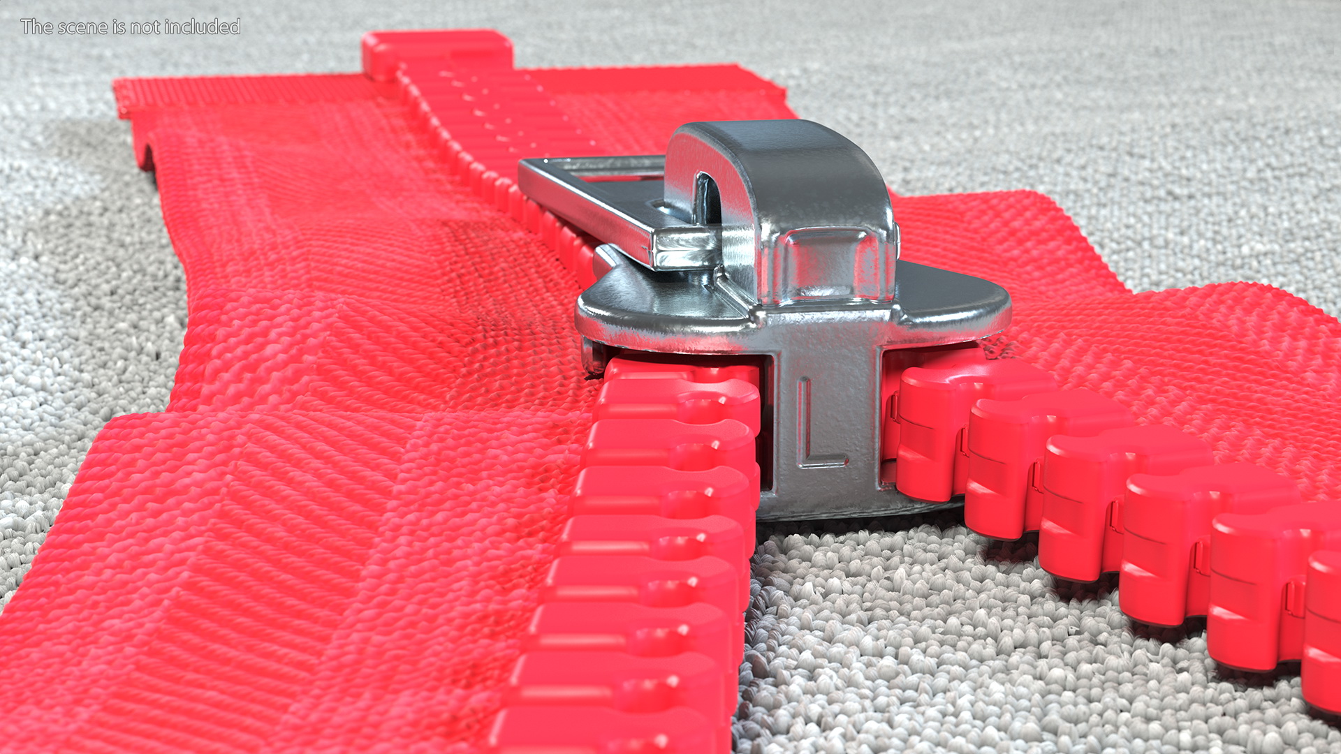 3D model One Sided Plastic Zipper Opened Red