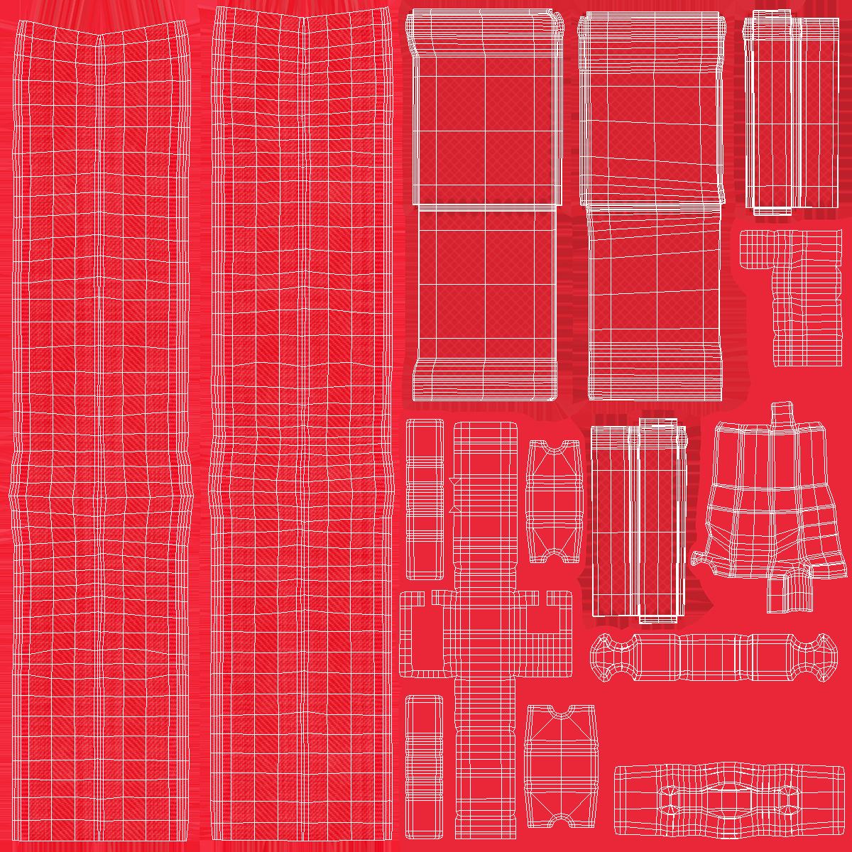 3D model One Sided Plastic Zipper Opened Red