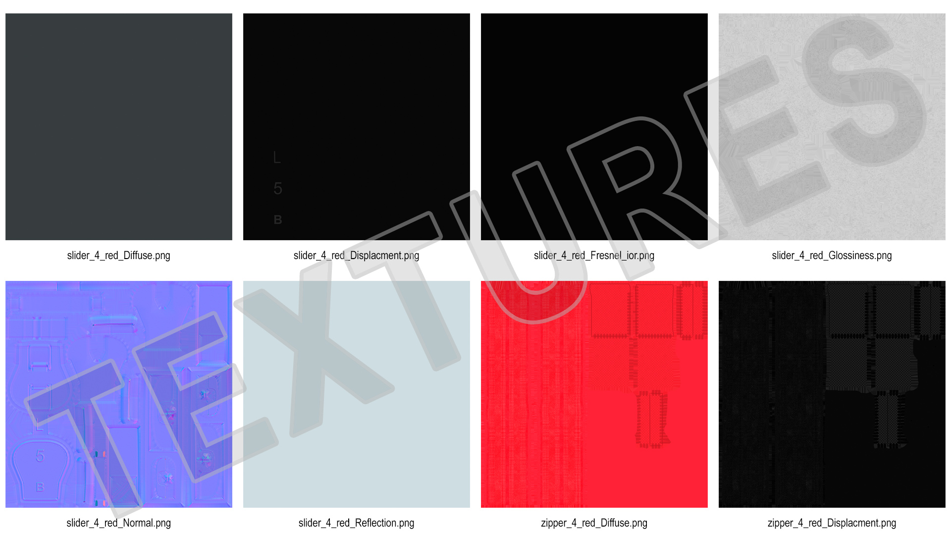 3D model One Sided Plastic Zipper Opened Red
