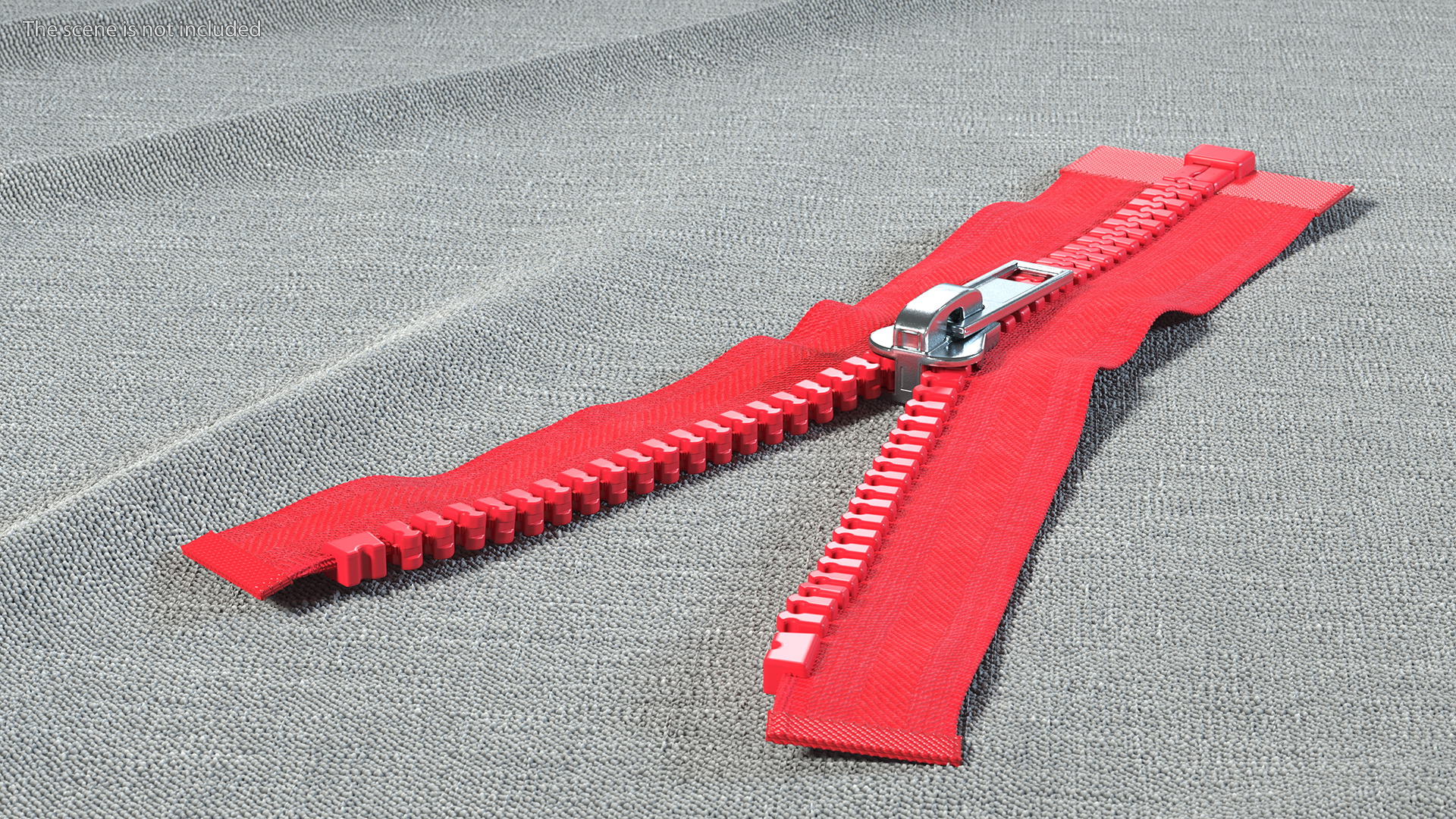 3D model One Sided Plastic Zipper Opened Red