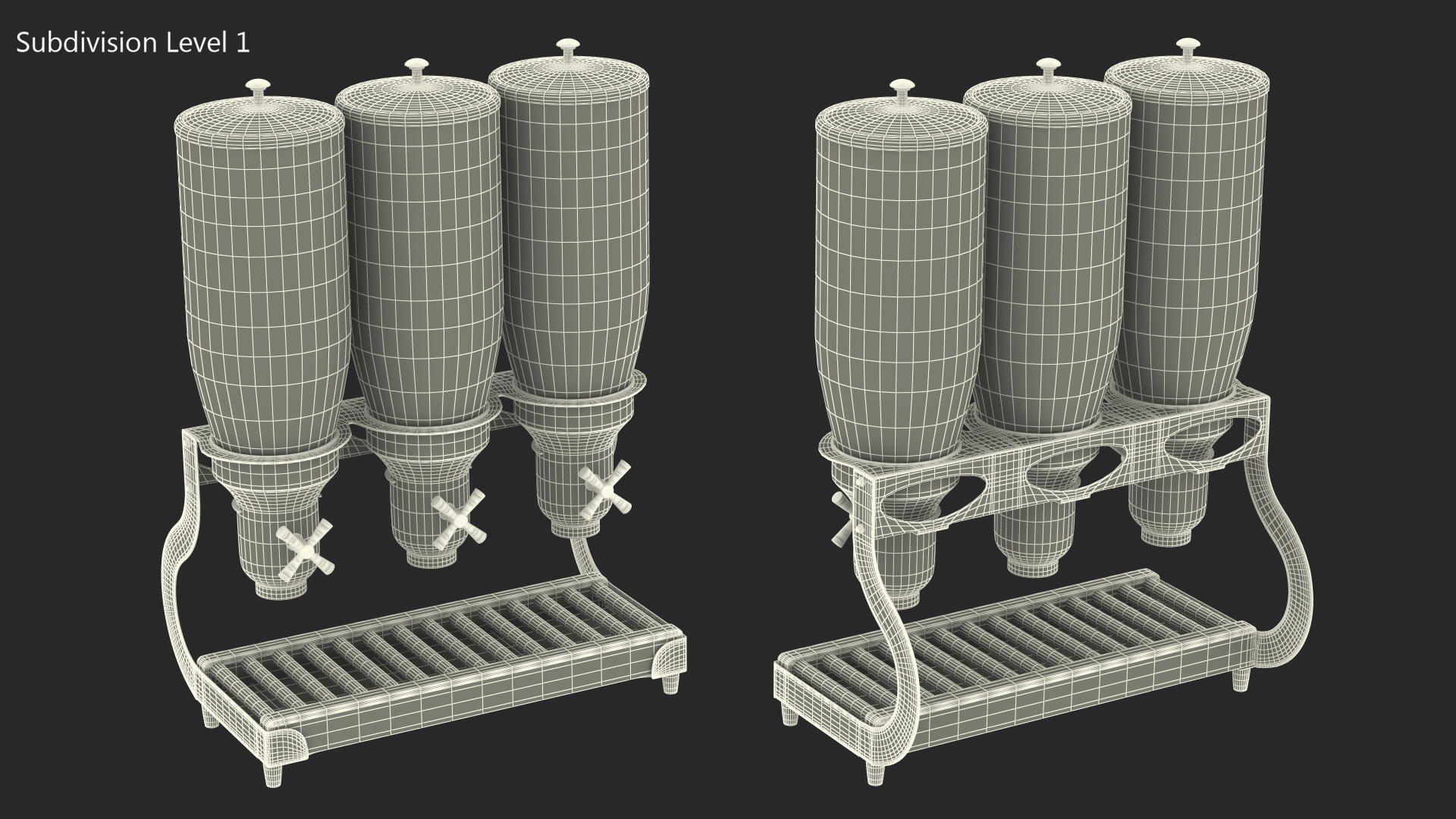 3D Triple Dispenser Dry Food Metal Base