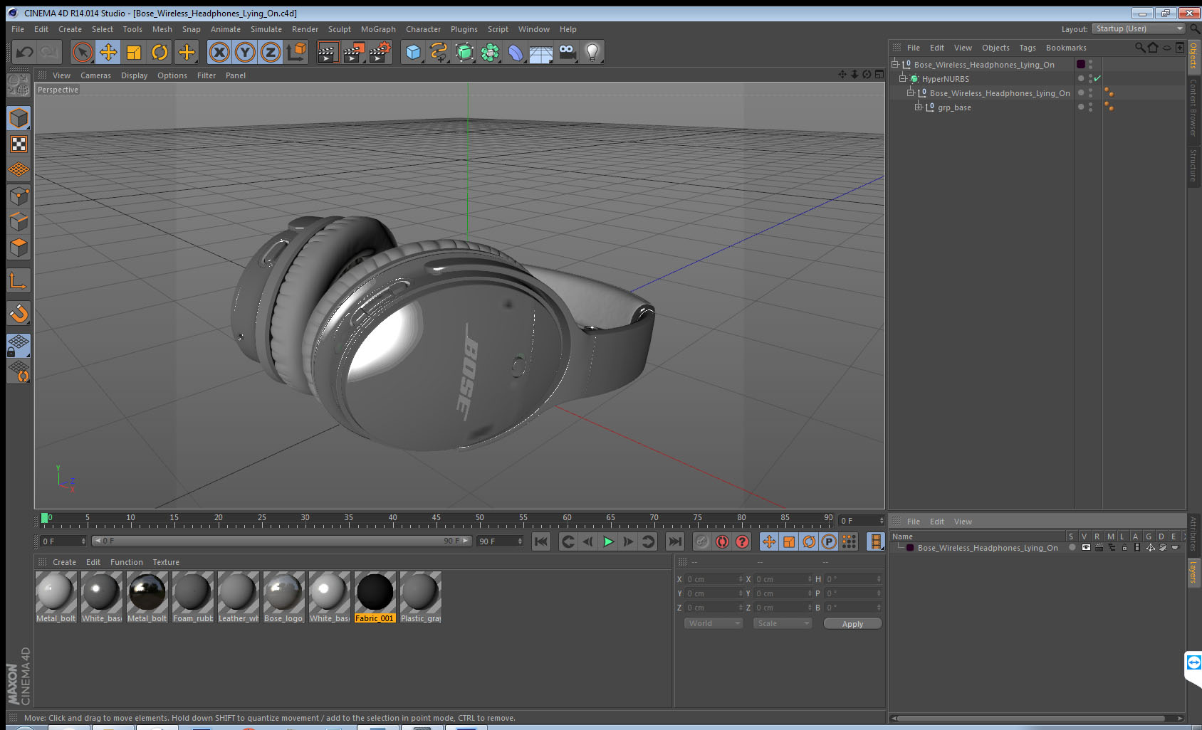 3D Bose Wireless Headphones Lying On model