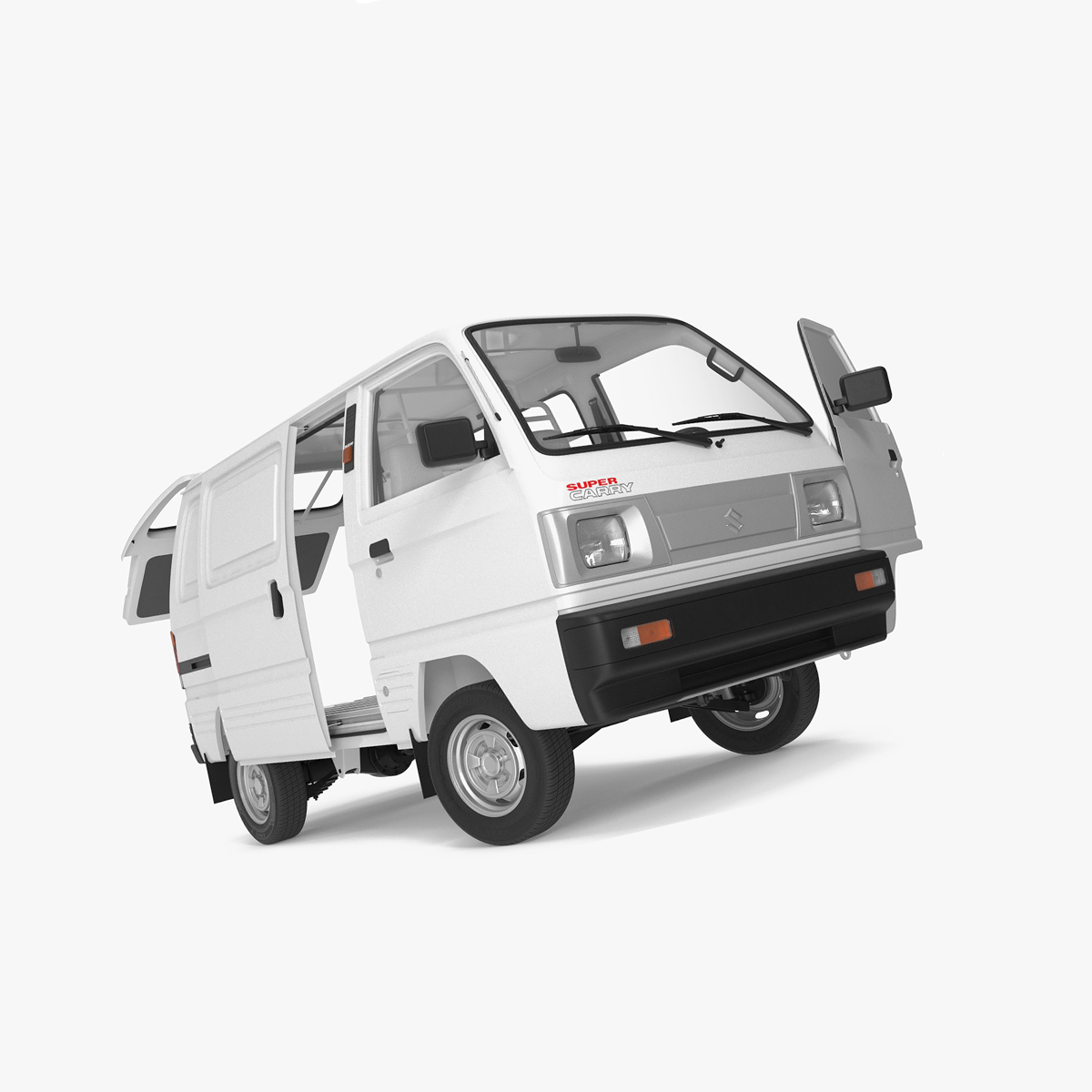 Suzuki Super Carry Van White Rigged for Cinema 4D 3D model