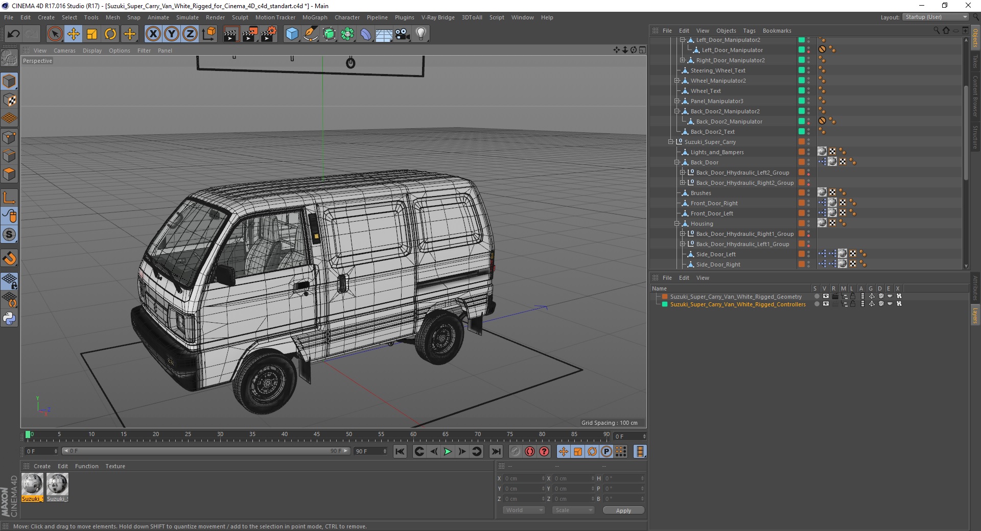 Suzuki Super Carry Van White Rigged for Cinema 4D 3D model