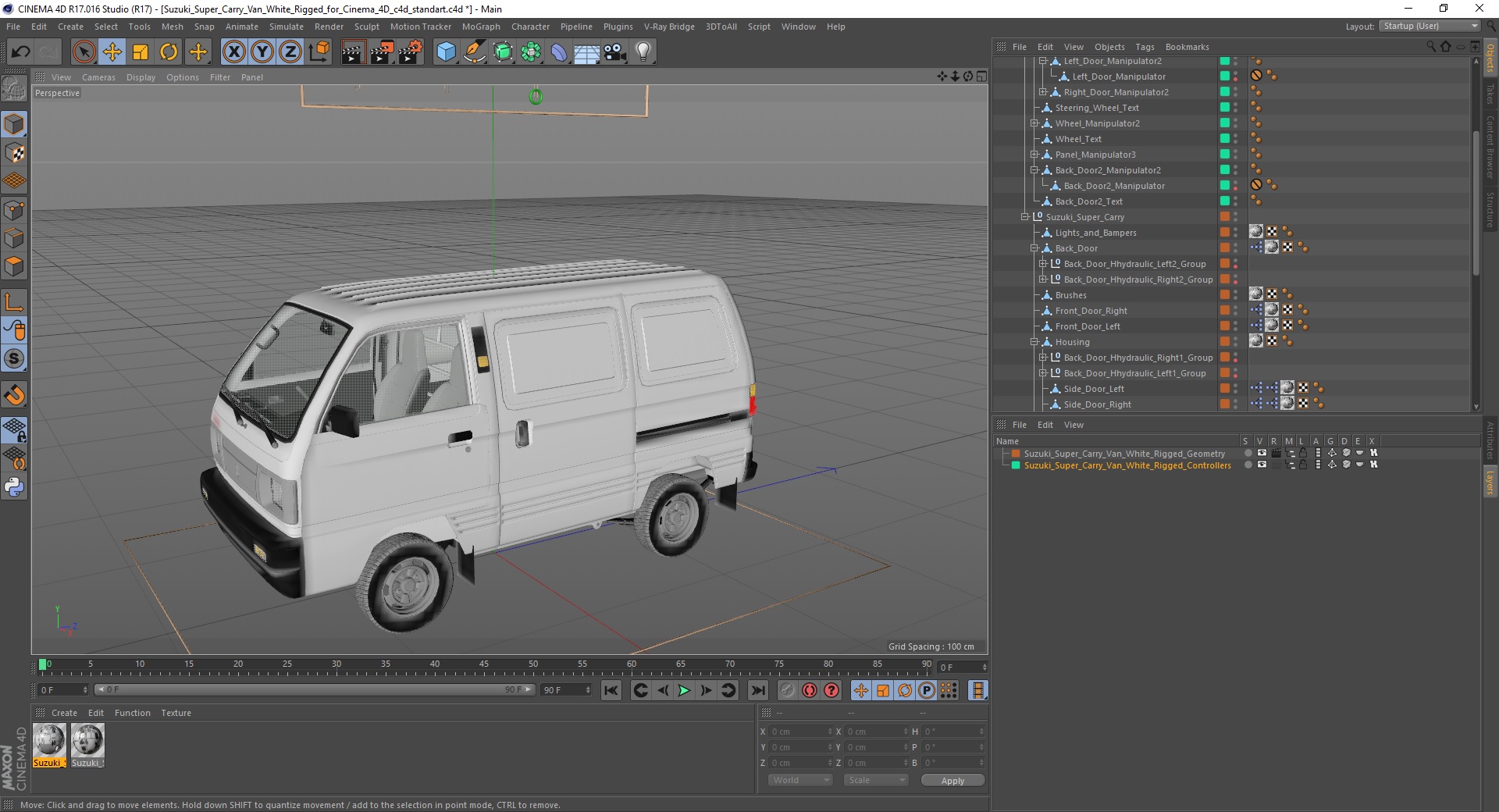 Suzuki Super Carry Van White Rigged for Cinema 4D 3D model