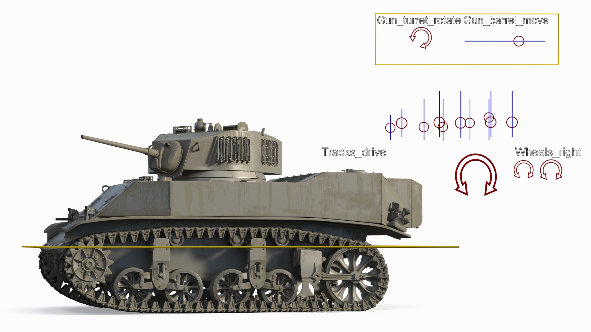 M5 Stuart Light Tank Rigged 3D