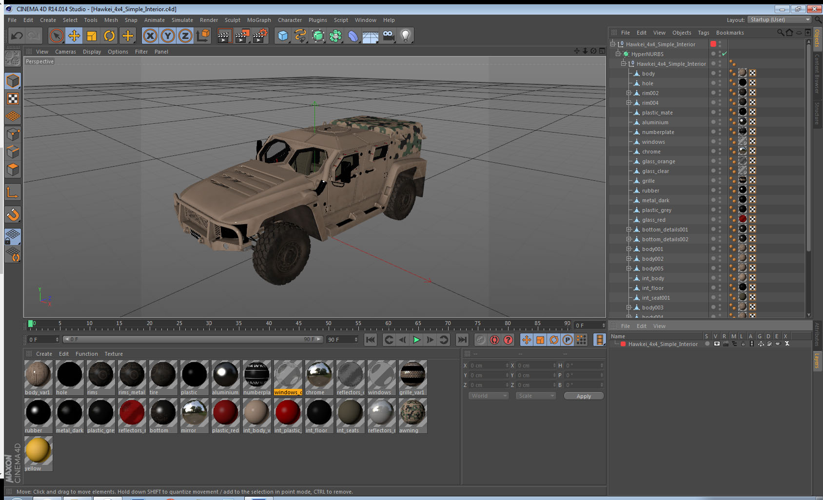 3D Hawkei 4x4 Simple Interior