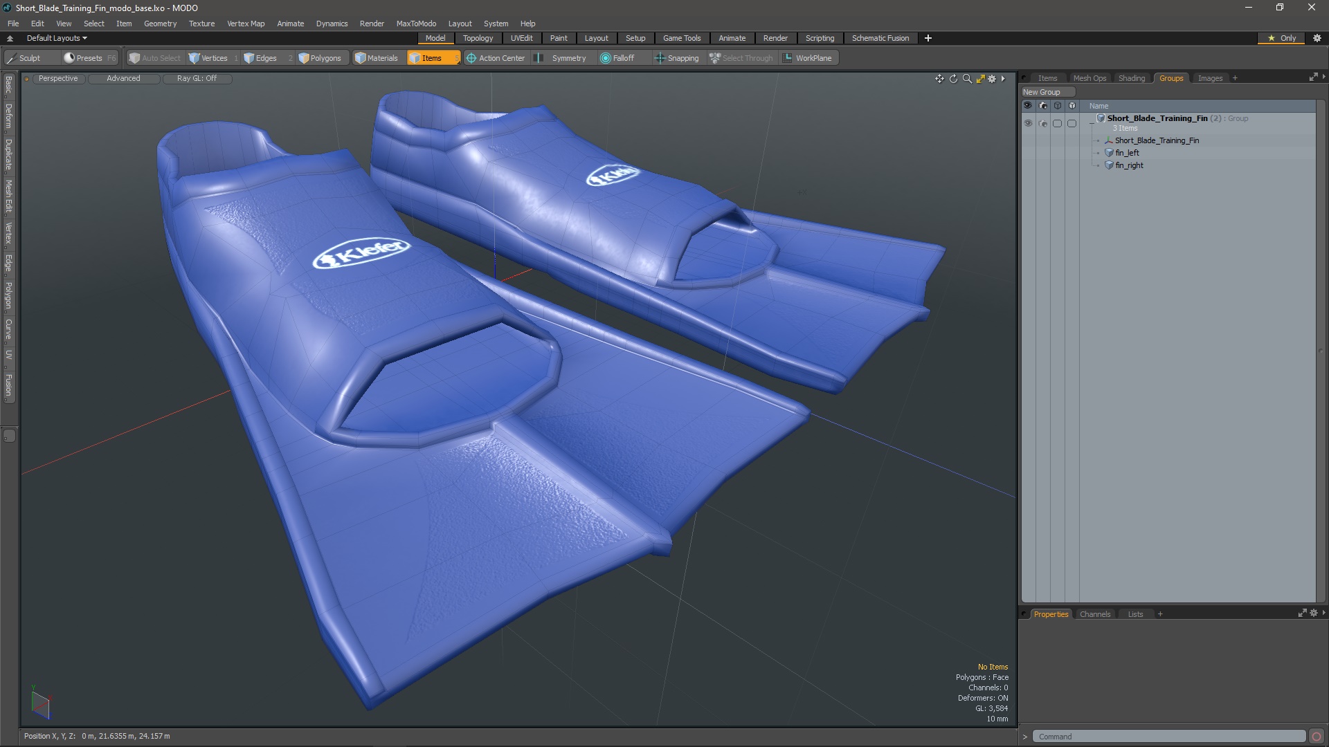 Short Blade Training Fin 3D model
