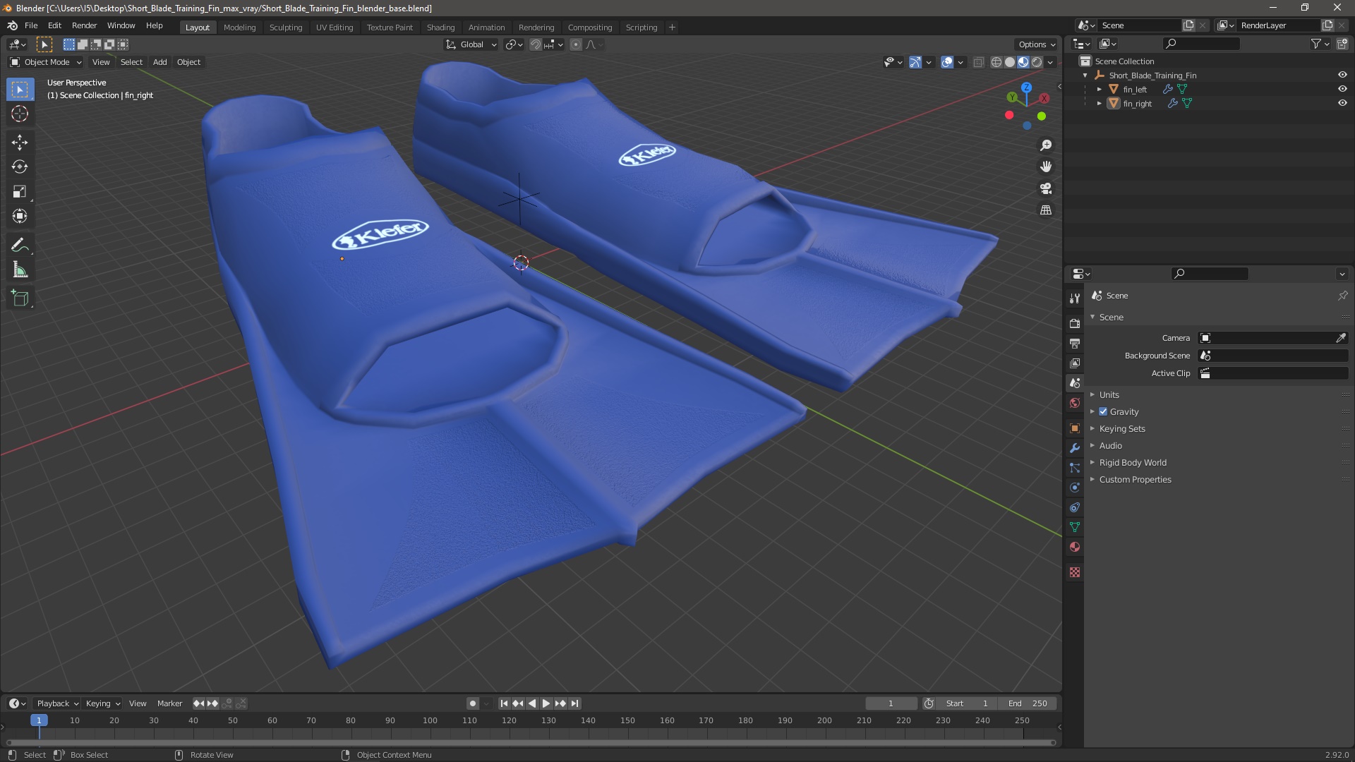 Short Blade Training Fin 3D model