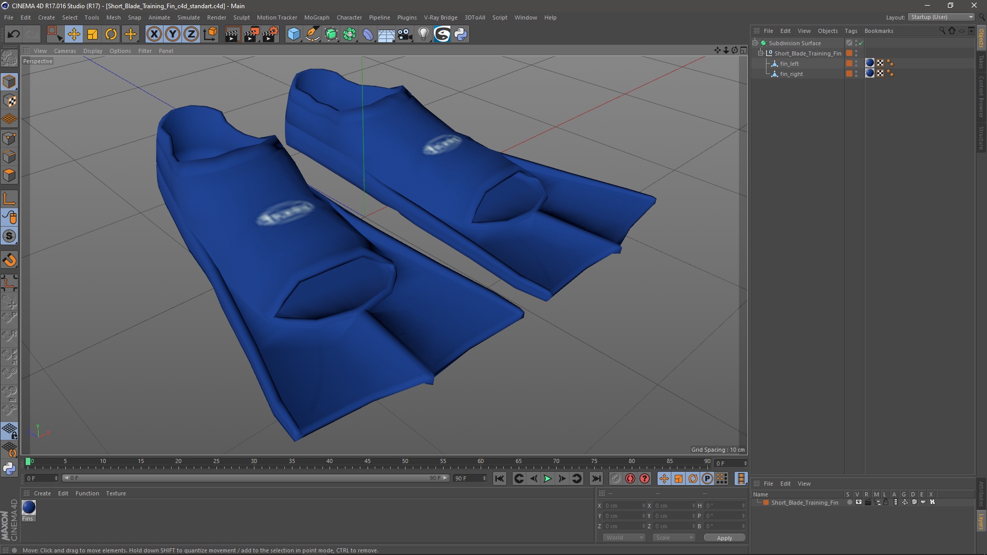 Short Blade Training Fin 3D model