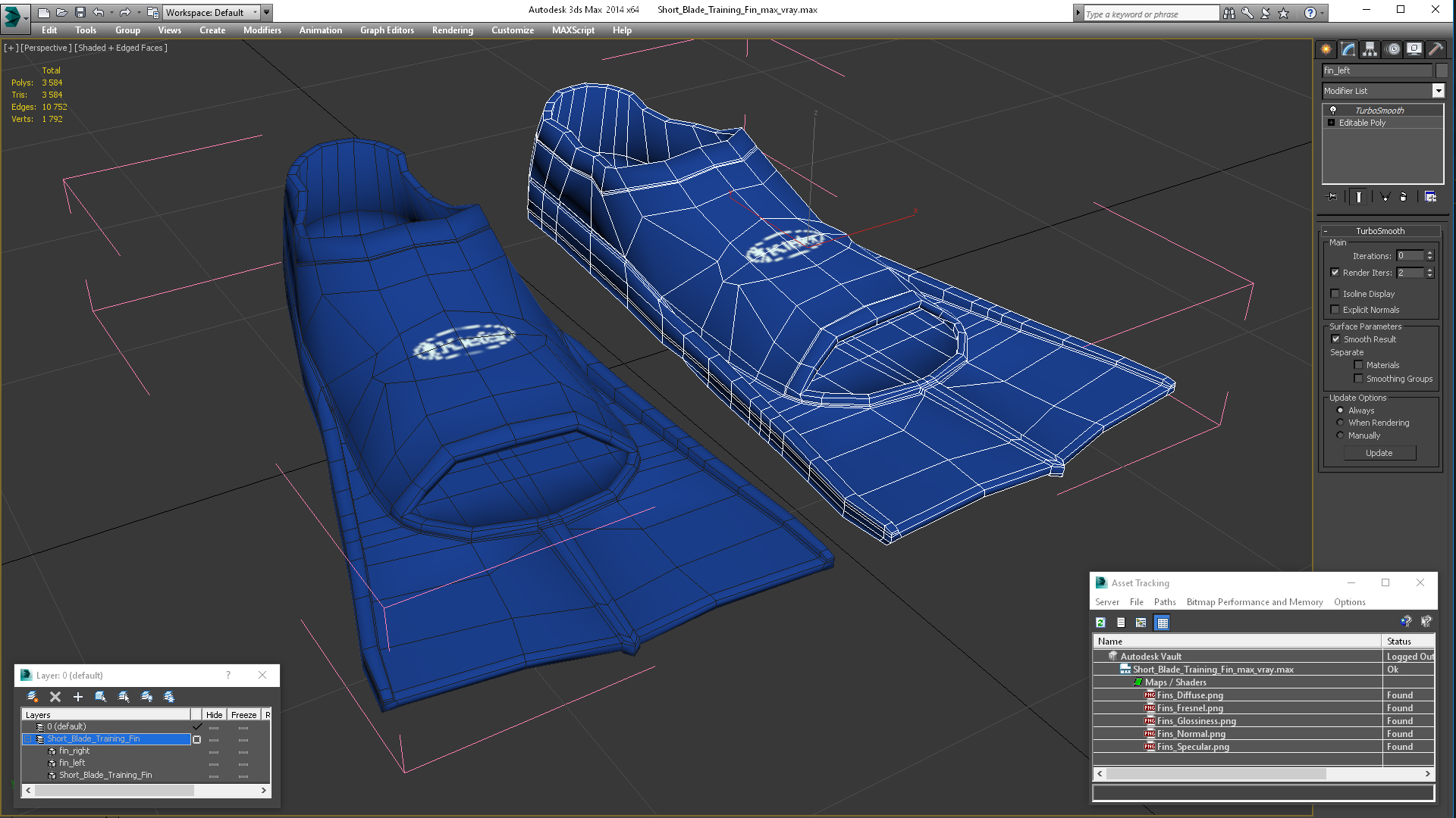 Short Blade Training Fin 3D model