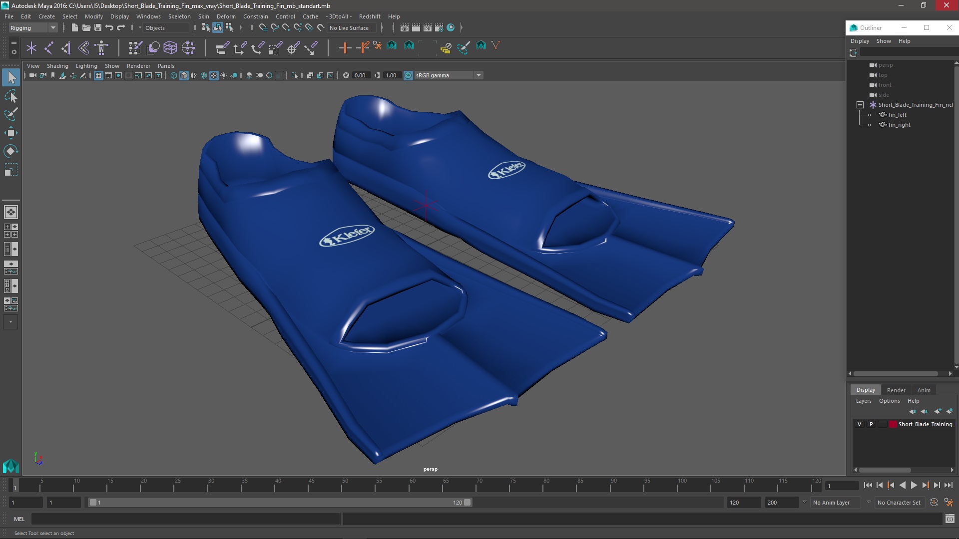 Short Blade Training Fin 3D model