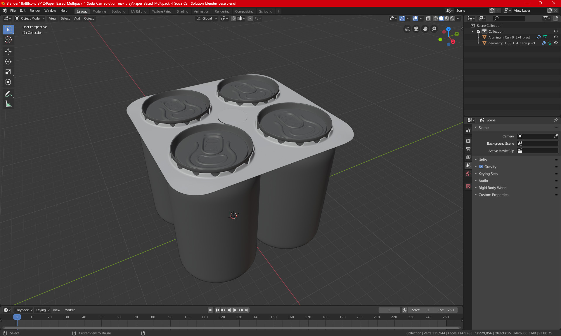 3D Paper Based Multipack 4 Soda Can Solution