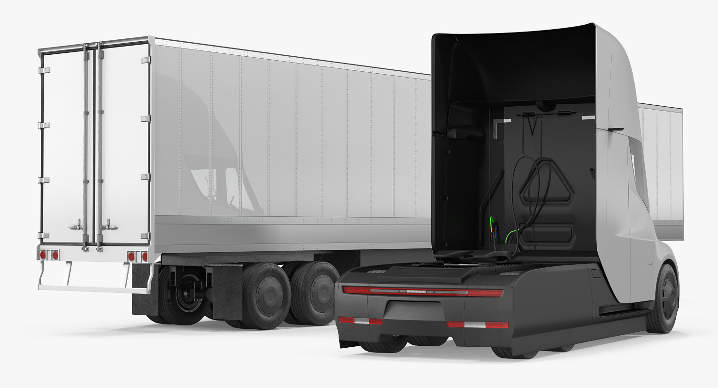 3D Tesla Semi Truck with Trailer Rigged