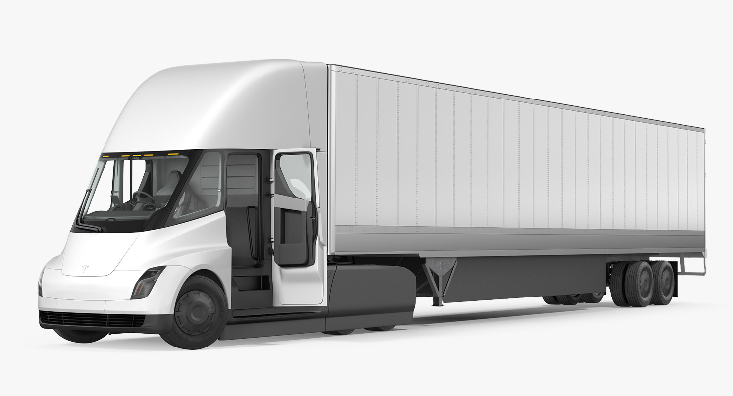 3D Tesla Semi Truck with Trailer Rigged