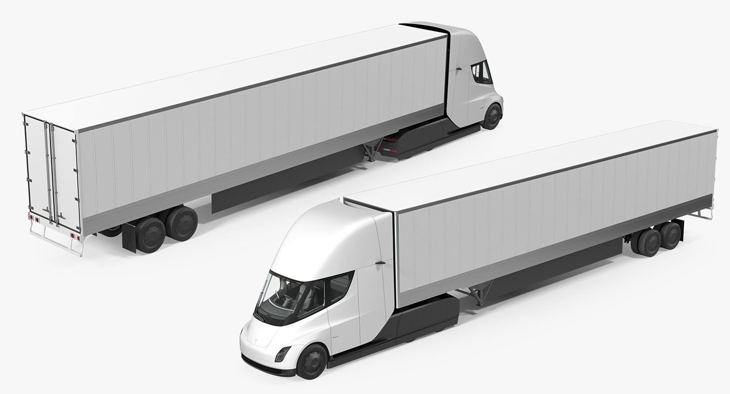3D Tesla Semi Truck with Trailer Rigged