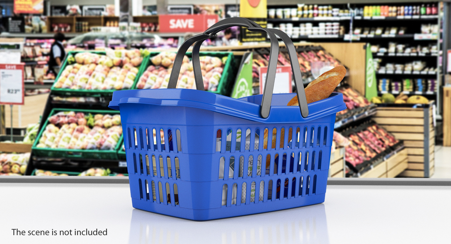 Shopping Plastic Basket with Goods 3D model