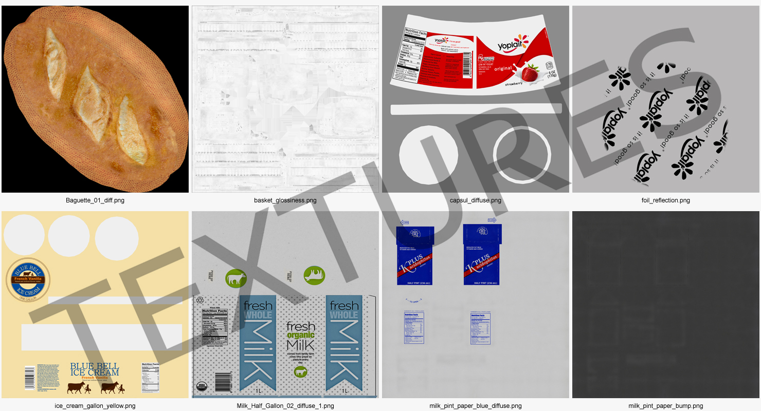 Shopping Plastic Basket with Goods 3D model