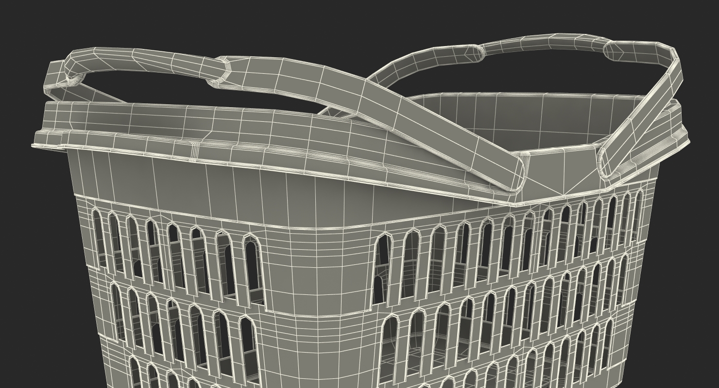 Shopping Plastic Basket with Goods 3D model