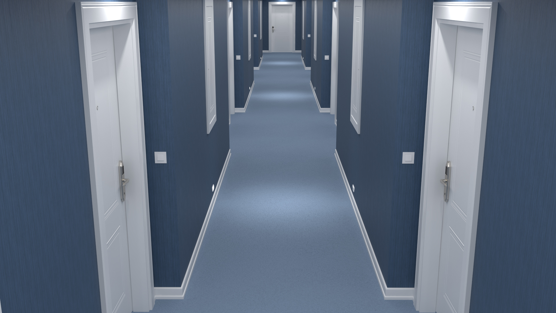Hallway Blue 3D