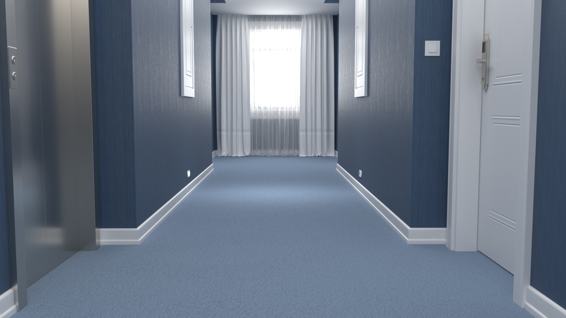 Hallway Blue 3D