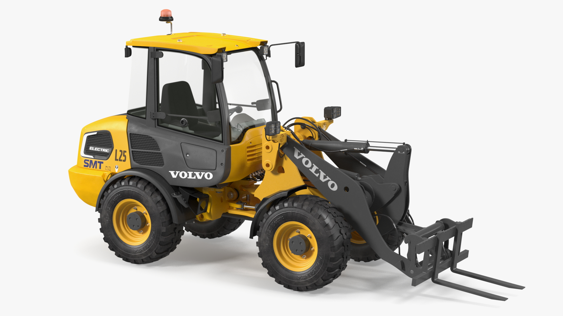 3D Volvo L25 Electric Loader with Pallet Fork Simple Interior model
