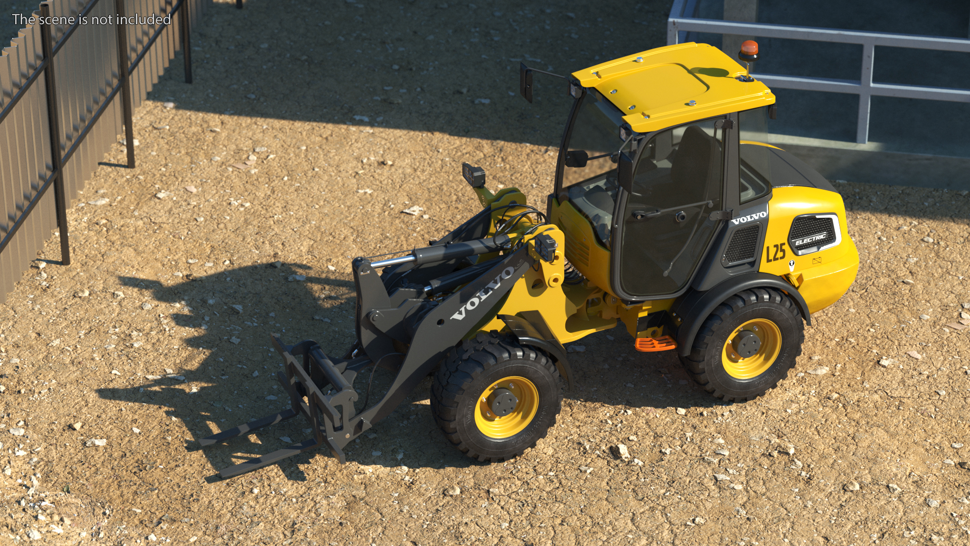 3D Volvo L25 Electric Loader with Pallet Fork Simple Interior model