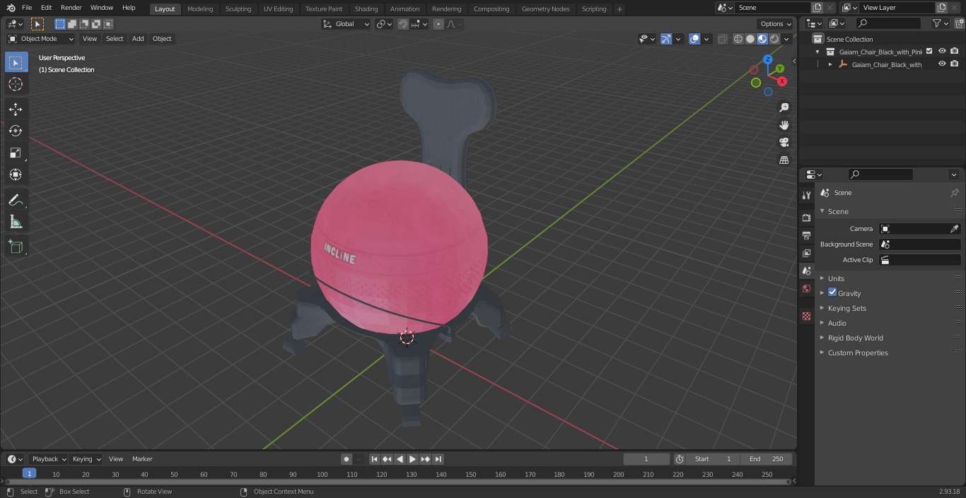 Gaiam Chair Black with Pink Ball 3D