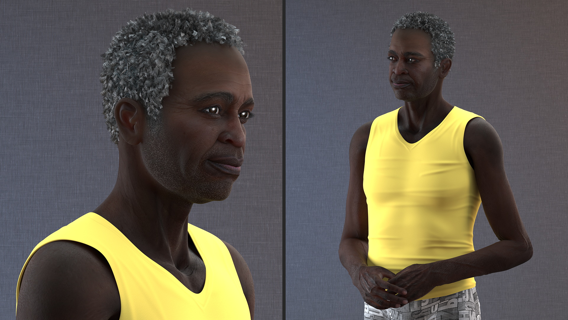 Afro American Man in Nightwear Standing 3D model