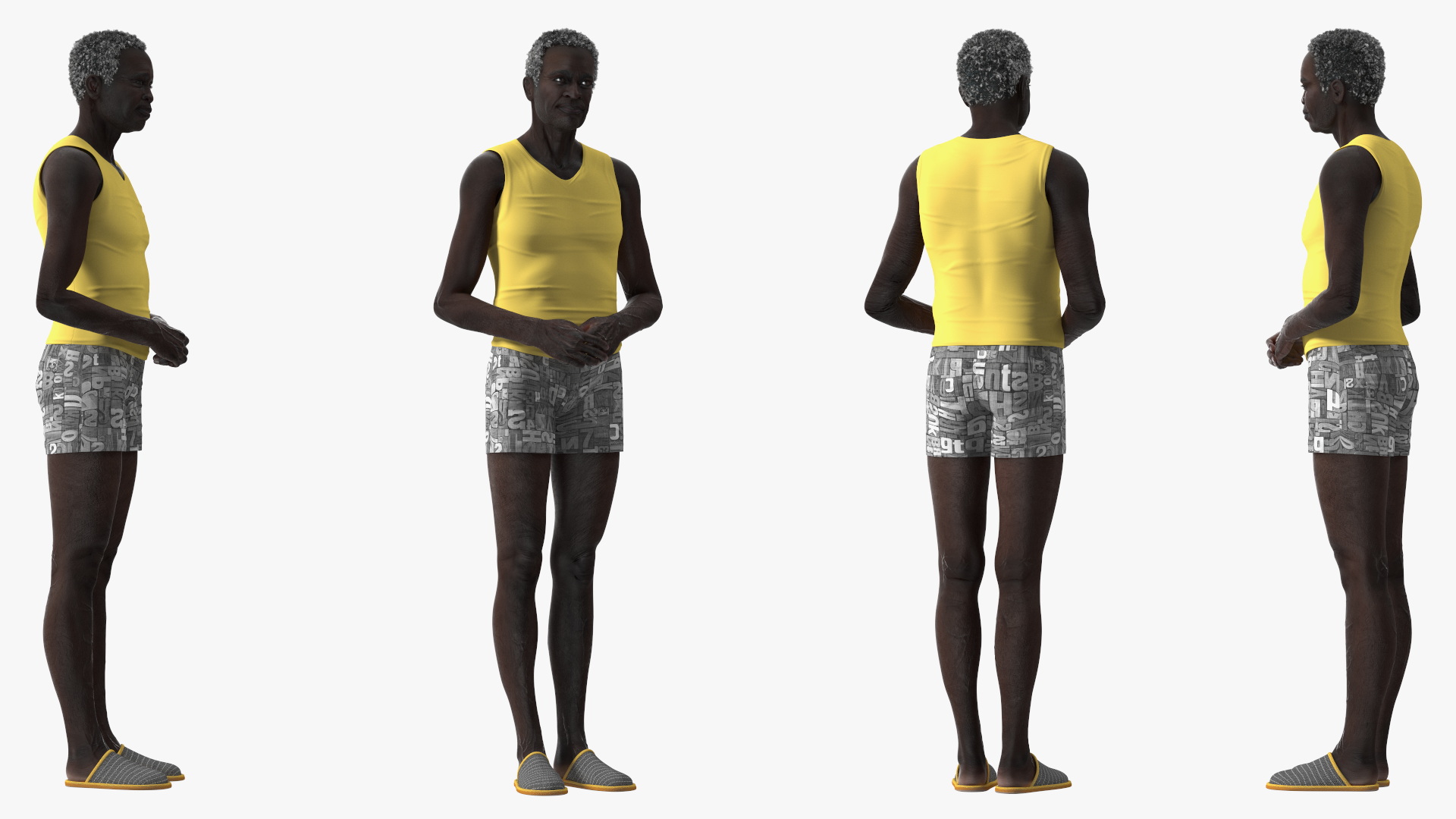 Afro American Man in Nightwear Standing 3D model