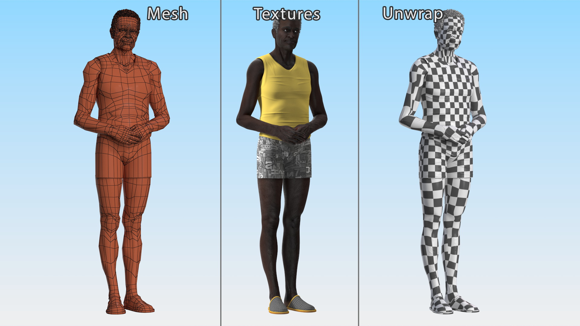 Afro American Man in Nightwear Standing 3D model