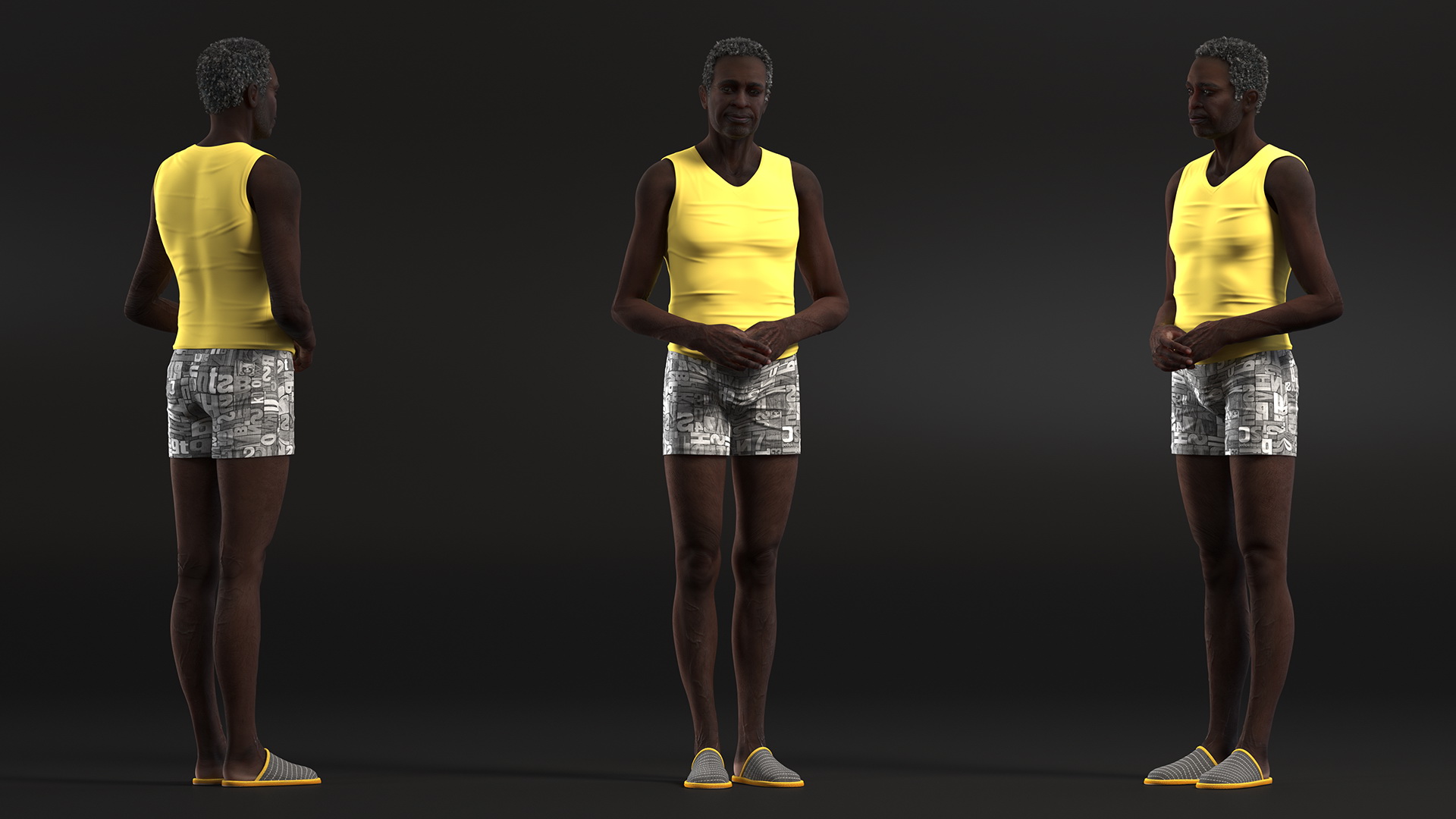 Afro American Man in Nightwear Standing 3D model