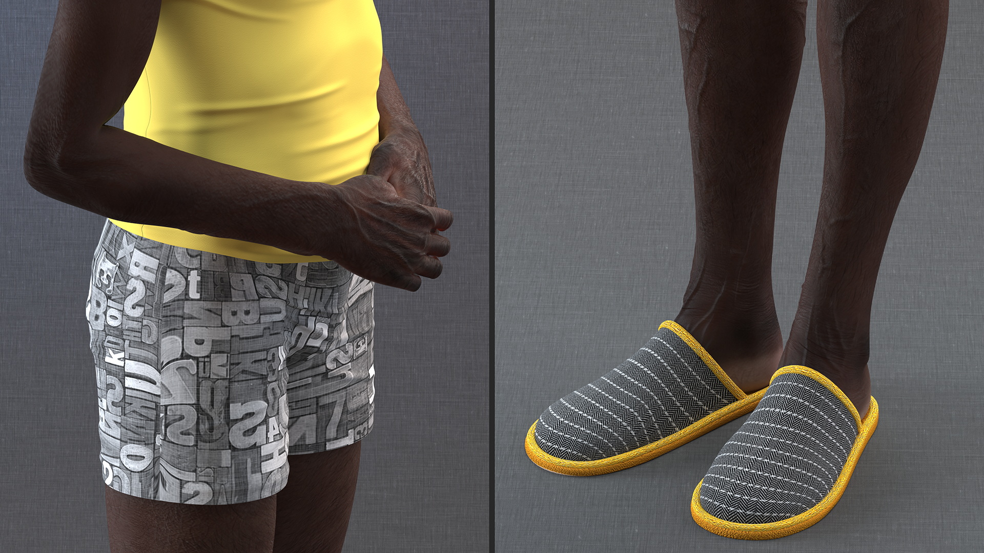 Afro American Man in Nightwear Standing 3D model