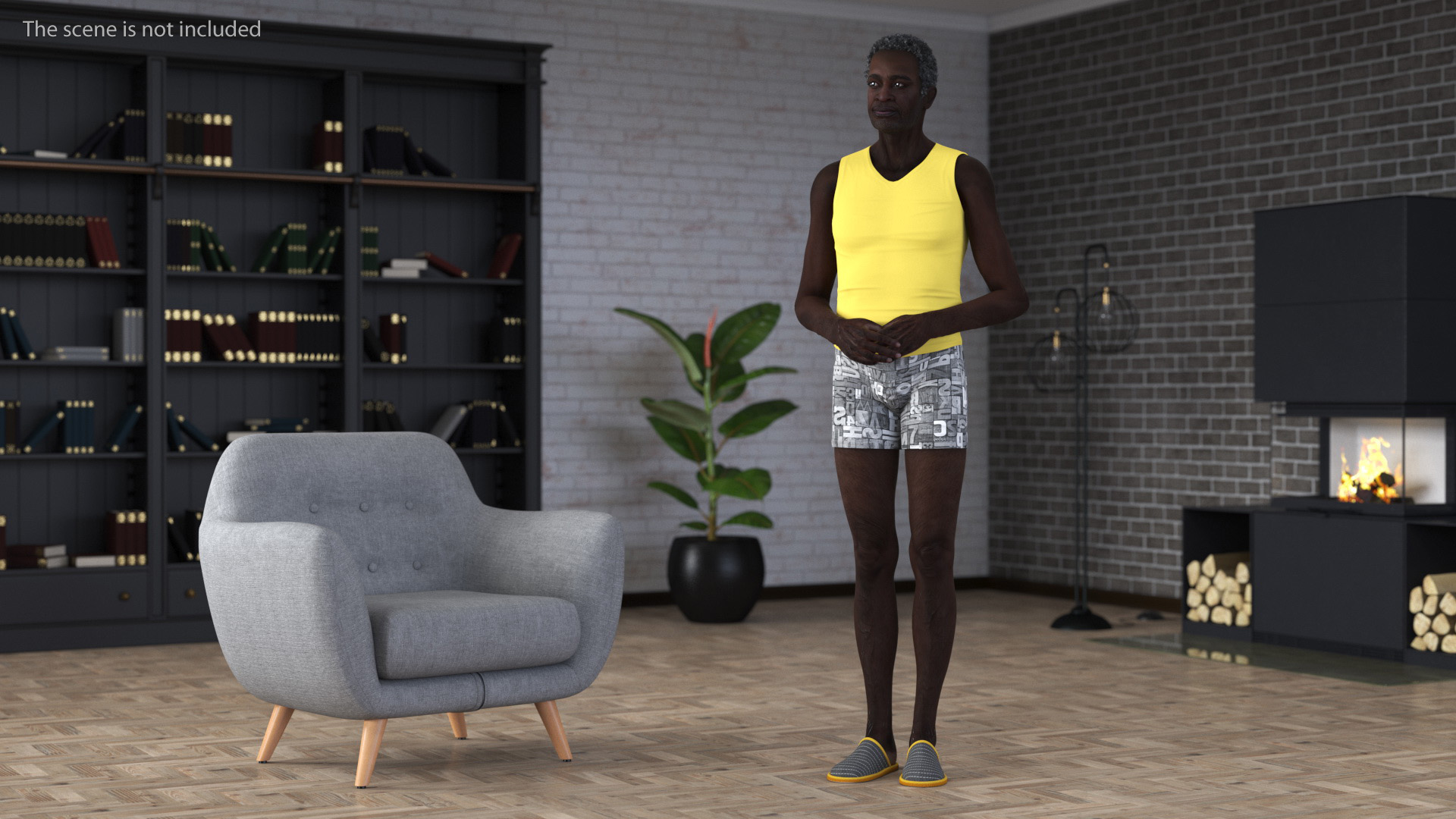 Afro American Man in Nightwear Standing 3D model