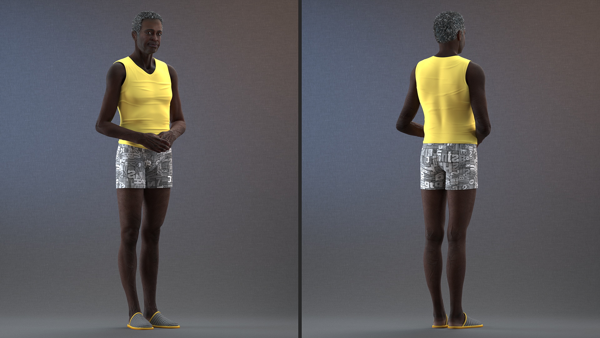 Afro American Man in Nightwear Standing 3D model