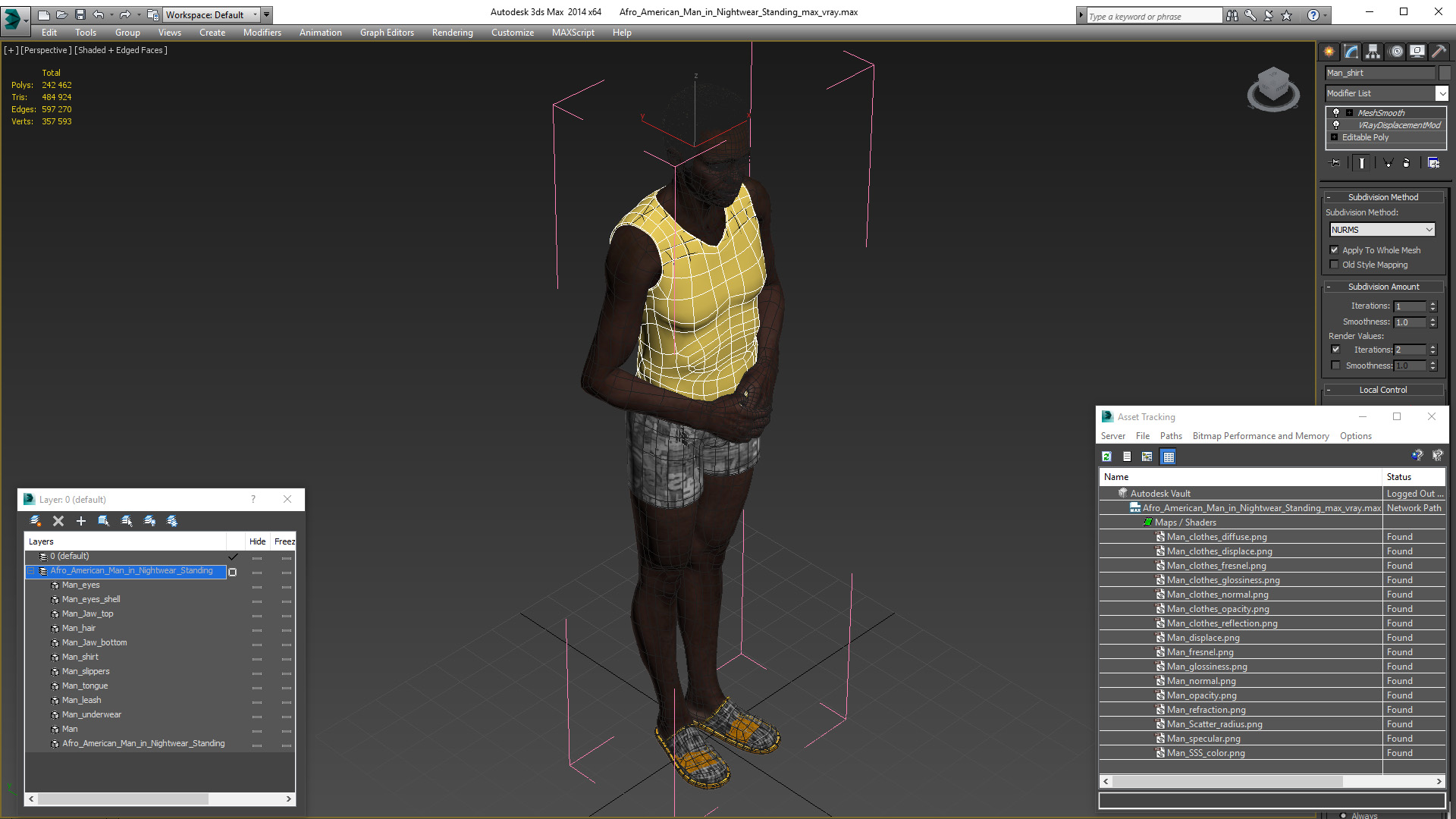 Afro American Man in Nightwear Standing 3D model