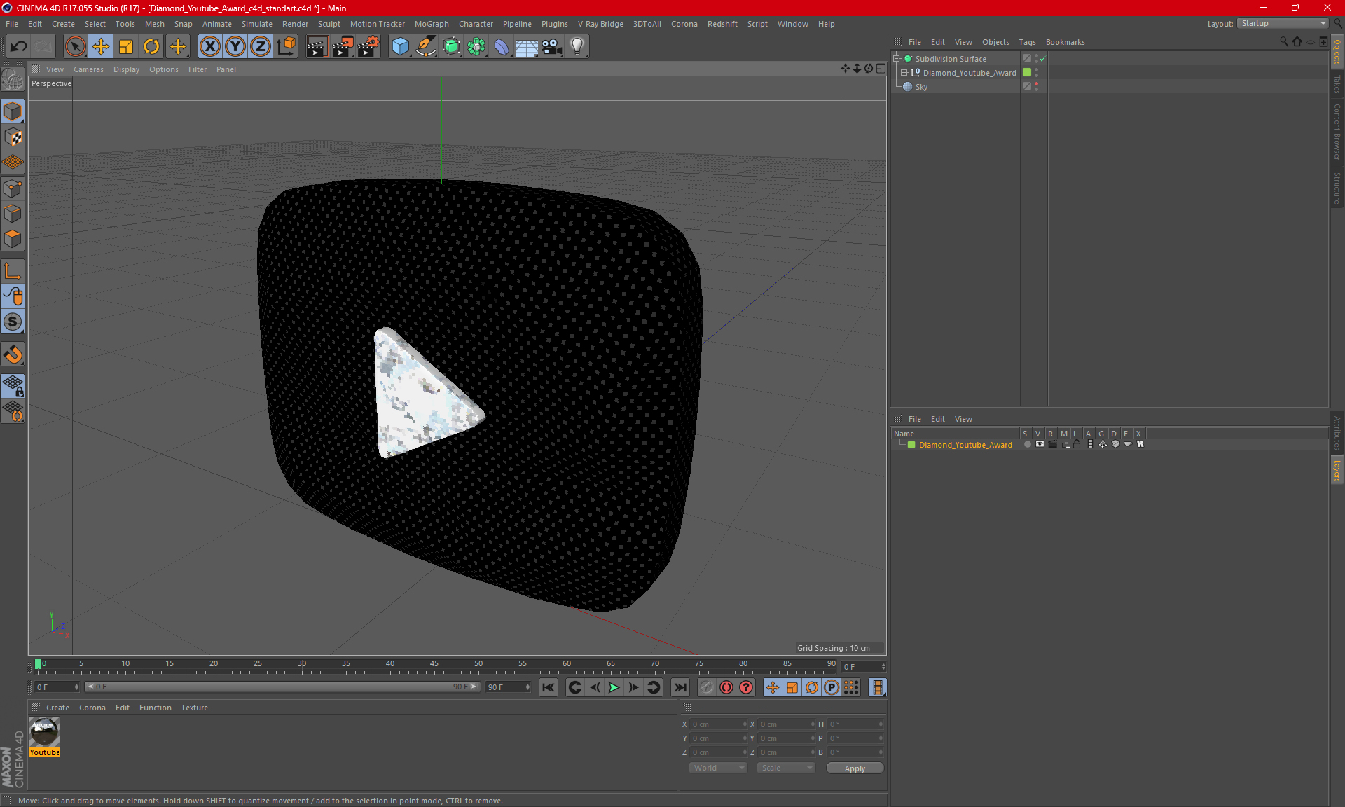 3D Diamond Youtube Award