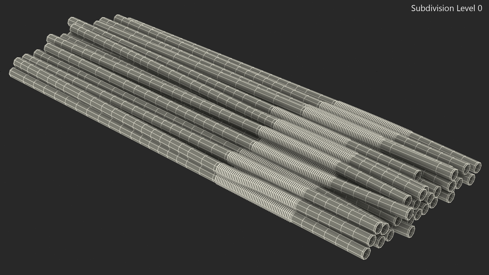 Pile of Multi Colored Drinking Straws Diagonal Stripes 3D model
