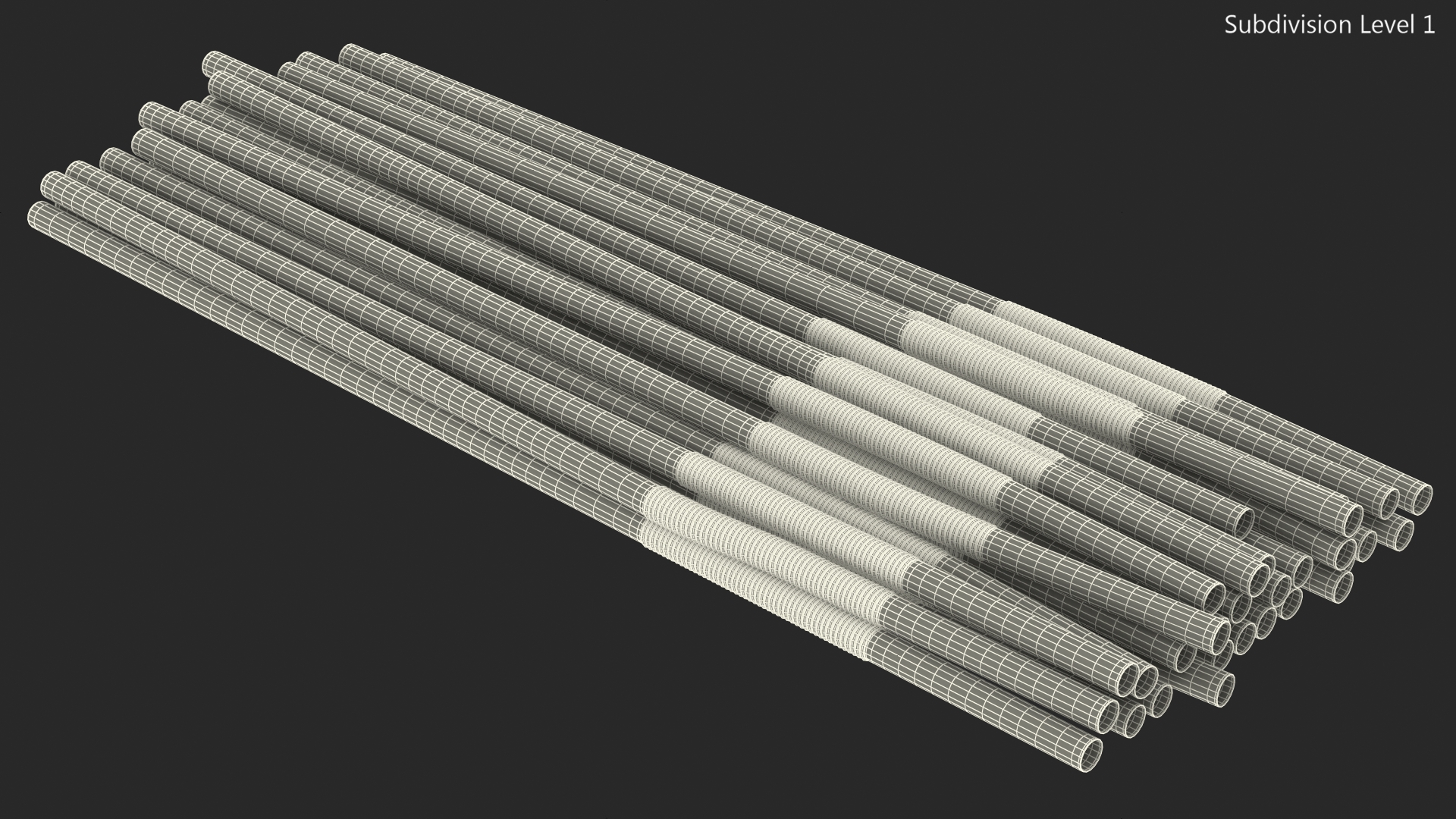 Pile of Multi Colored Drinking Straws Diagonal Stripes 3D model