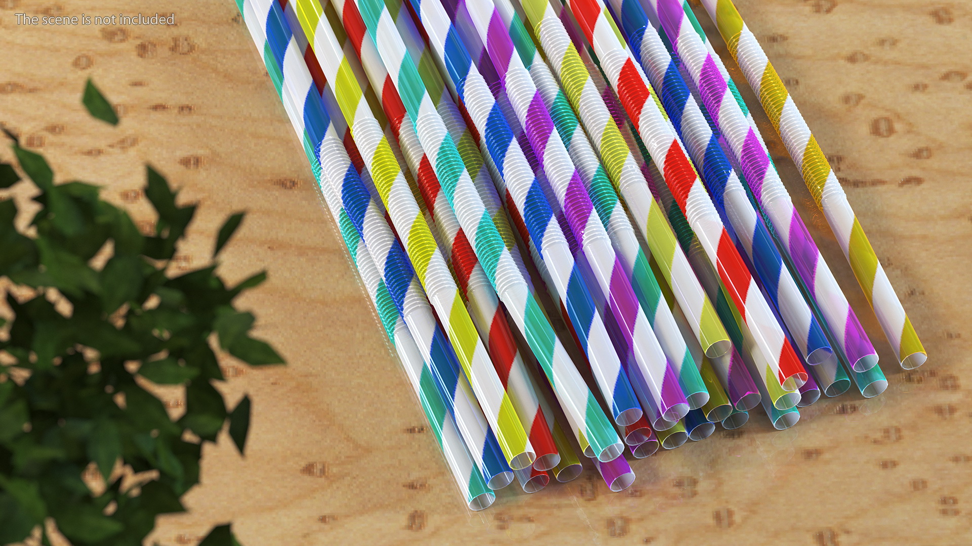 Pile of Multi Colored Drinking Straws Diagonal Stripes 3D model