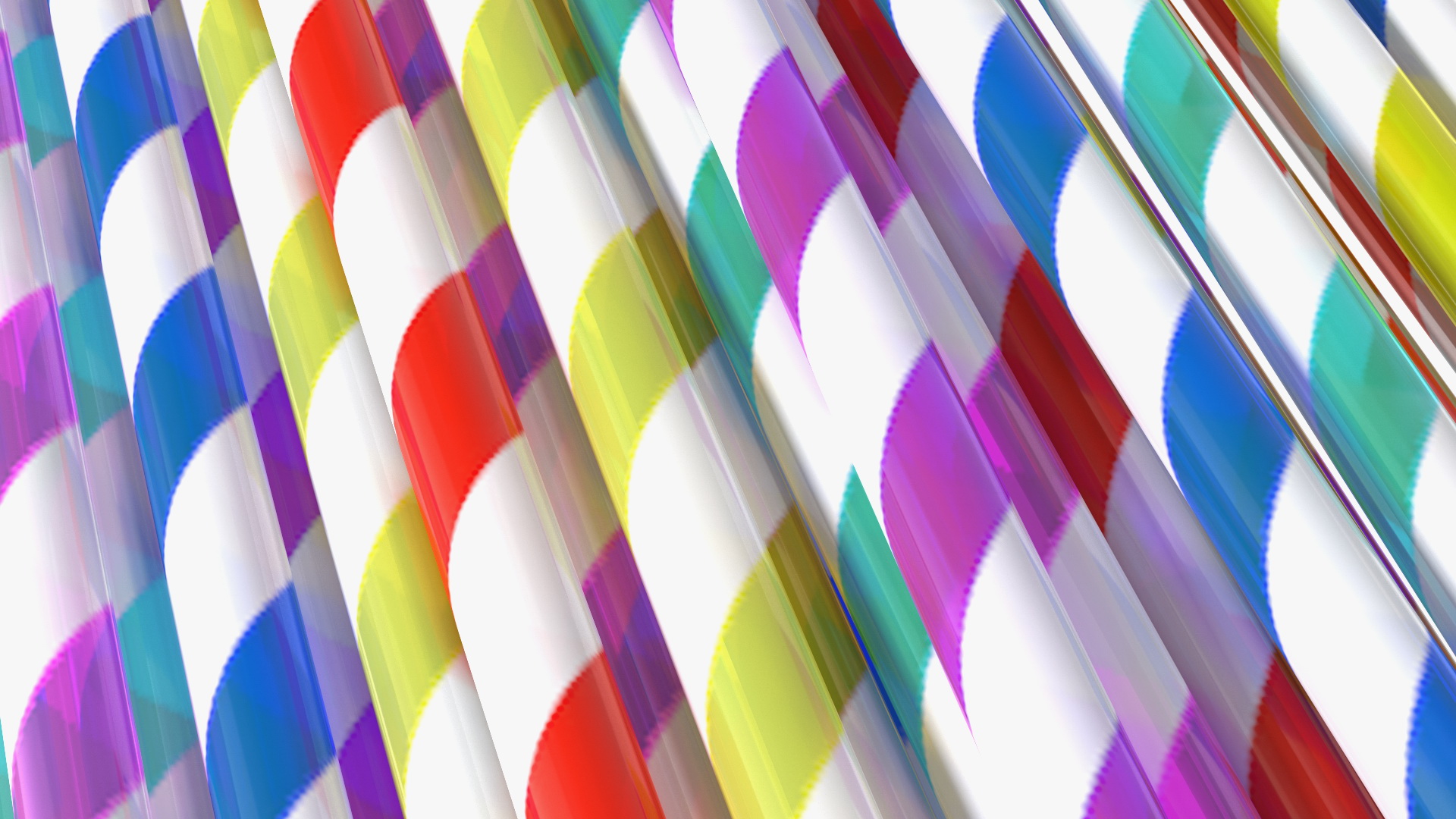 Pile of Multi Colored Drinking Straws Diagonal Stripes 3D model