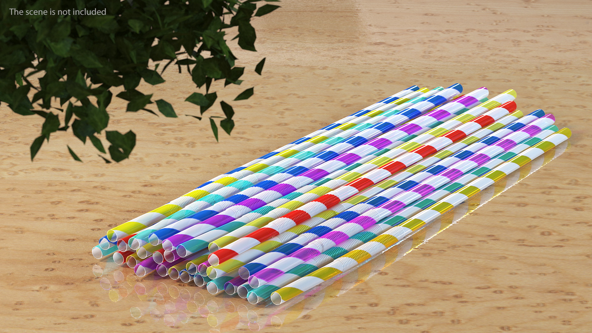 Pile of Multi Colored Drinking Straws Diagonal Stripes 3D model