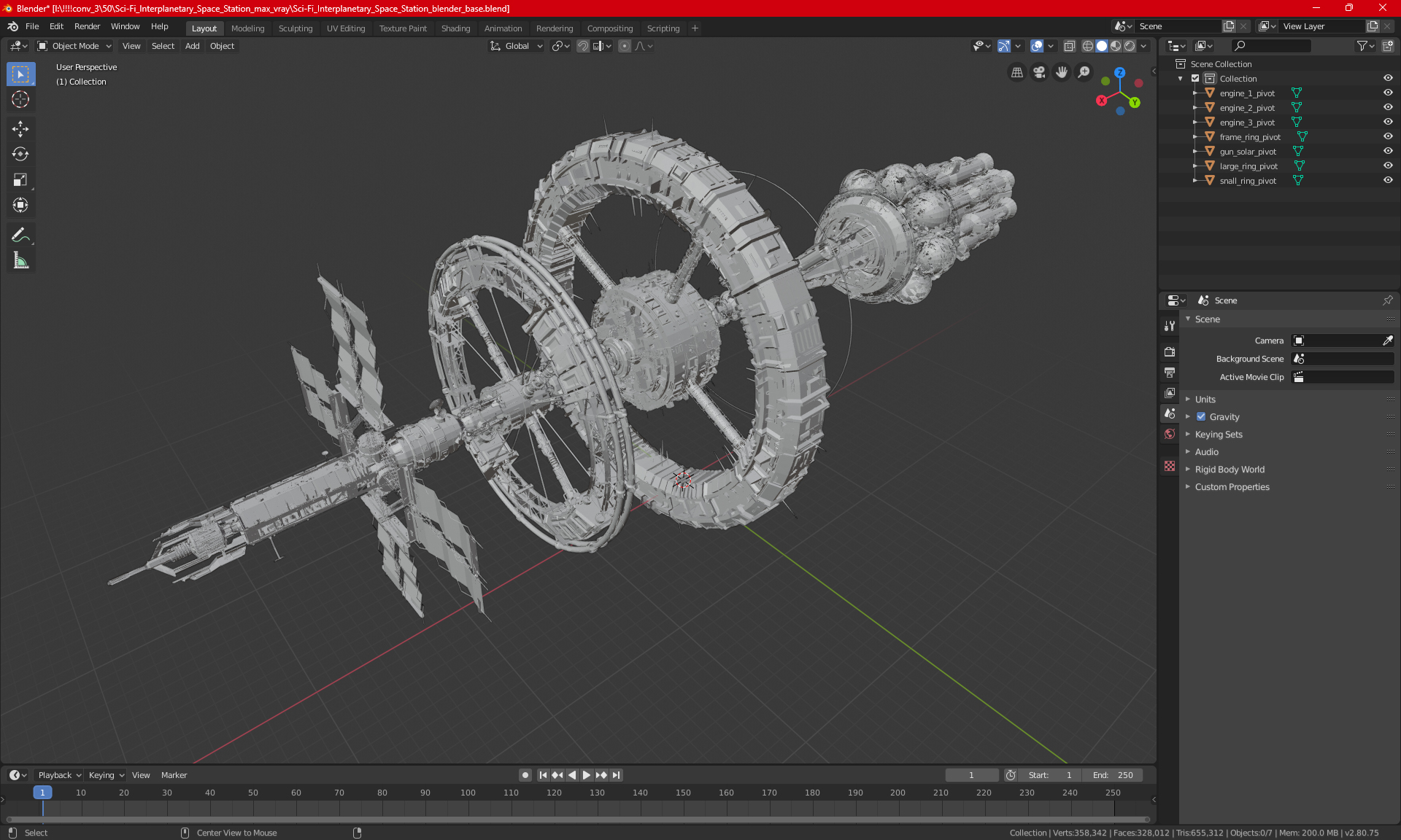 3D model Sci-Fi Interplanetary Space Station