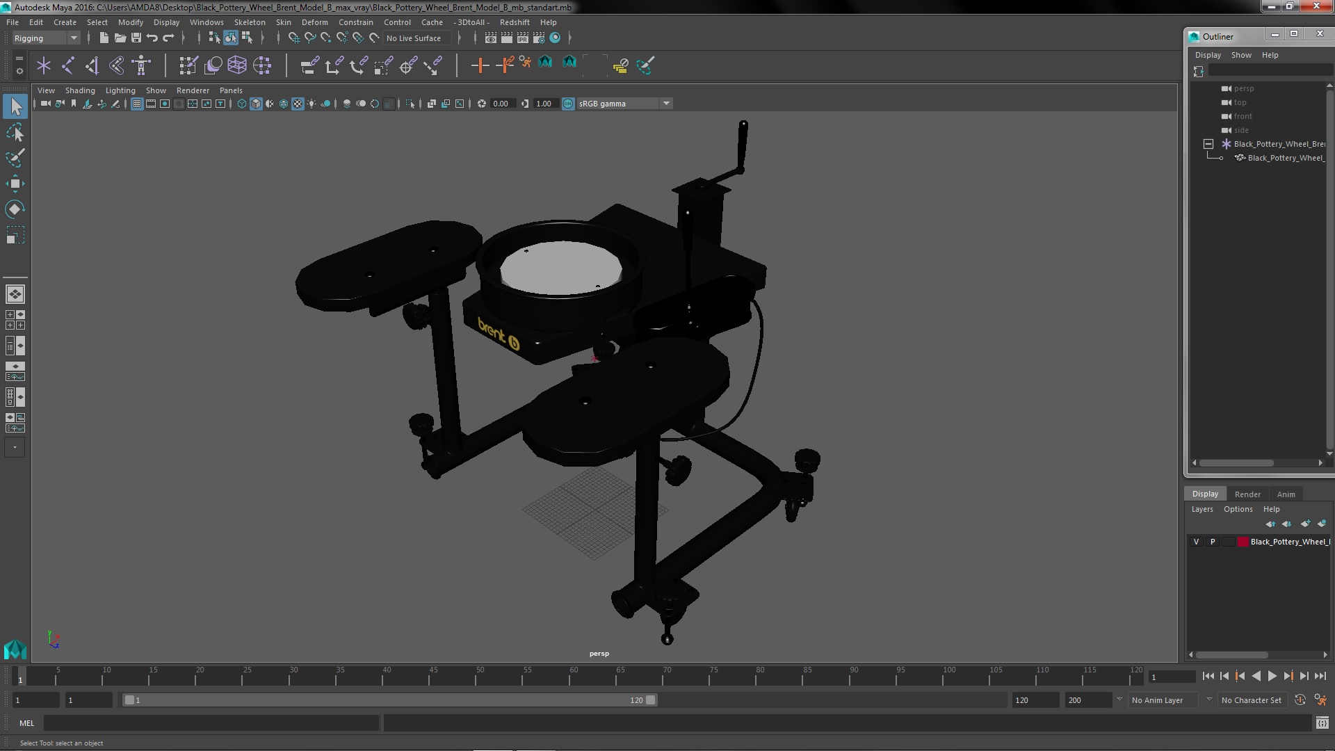 3D Black Pottery Wheel Brent Model B model