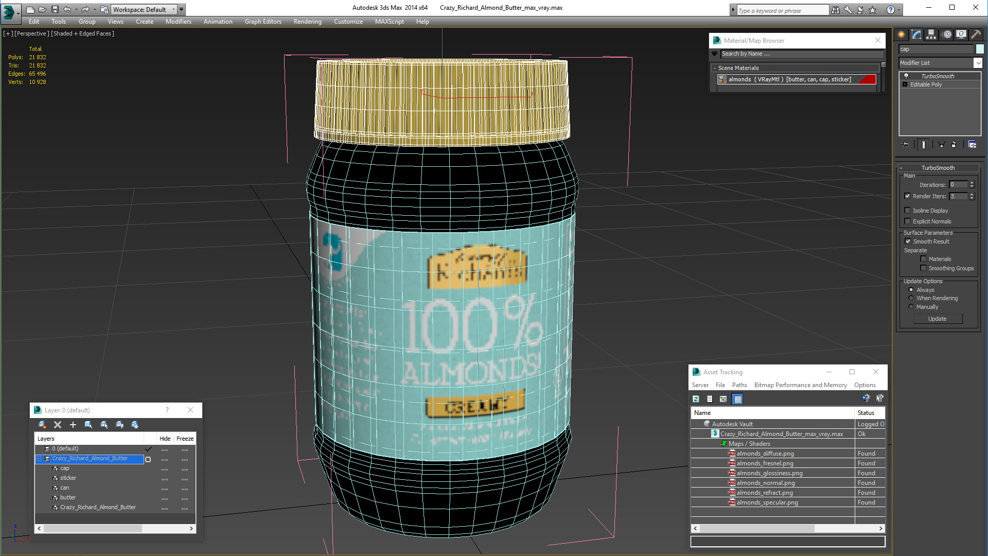 Crazy Richard Almond Butter 3D
