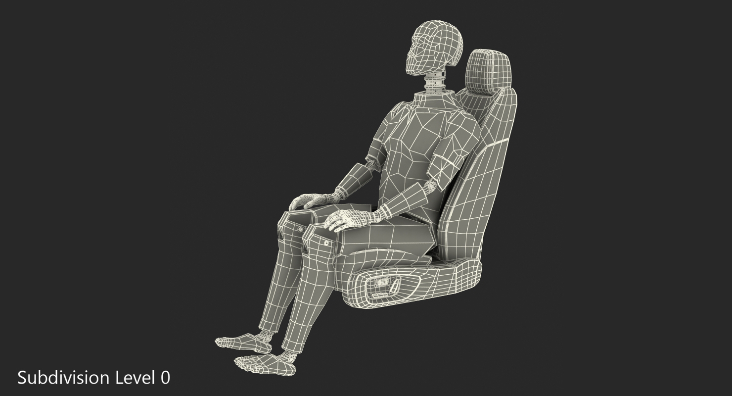 3D Crash Test Dummy in Car Seat model